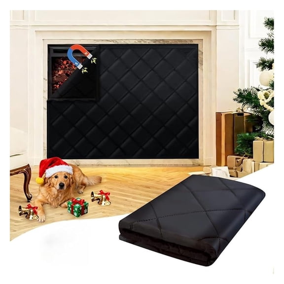Magnetic Fireplace Blanket for Heat Loss Indoor Fireplace Covers Keep Drafts Out Stops Heat Loss Fireplace Draft Stopper with Built-in 24 Magnet for Iron Fireplace Frame Fireplace Screen 39x32