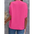 thumbnail image 2 of Yesfashion Womens Summer Cold Shoulder Tops Short Sleeve Front V Neck T Shirts Draped Blouses, 2 of 3