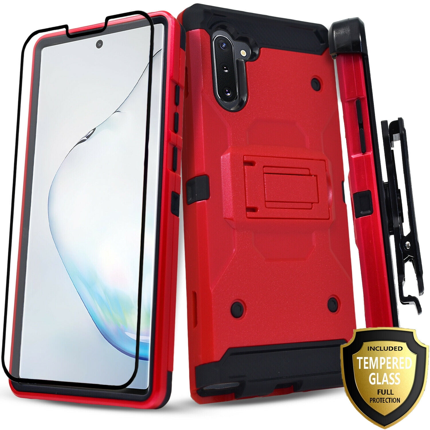 Samsung Galaxy Note 10 Plus Case, With [Tempered Glass Screen Protector Included], Full