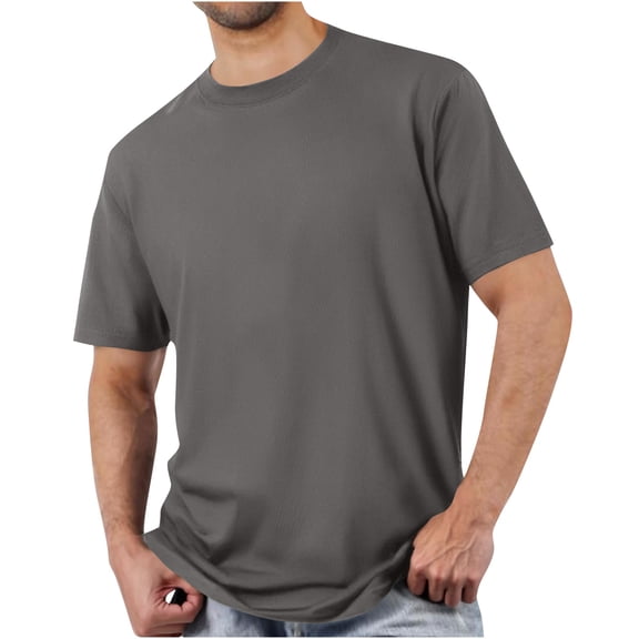 T-Shirts For Man Sevevn Men's Classic Crew Neck T-Shirts Soft Cotton Blend Short Sleeve Tees Dark Gray M