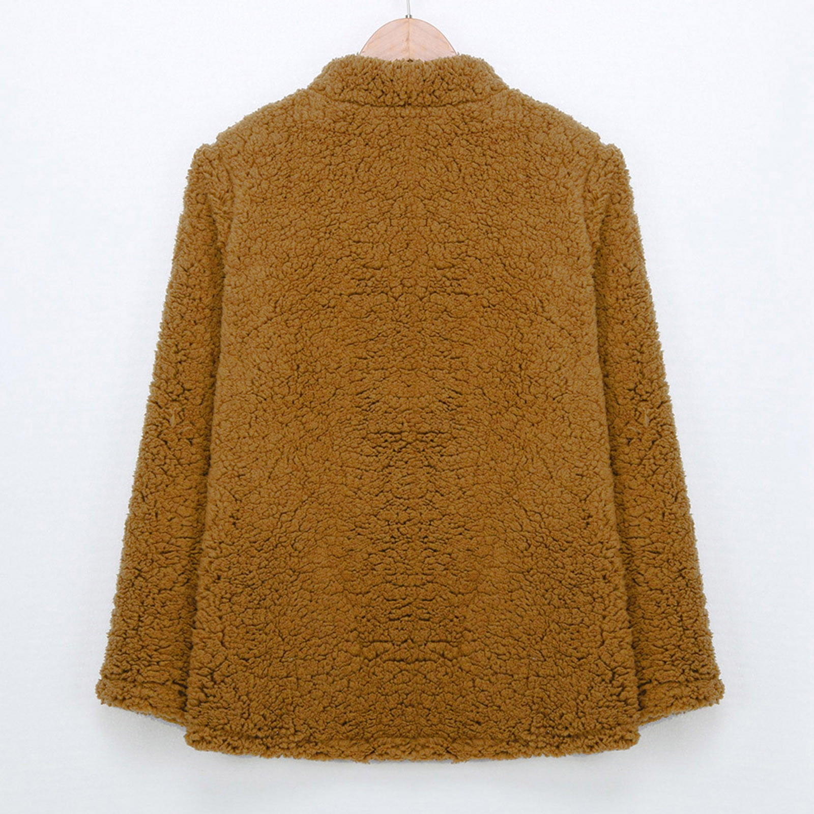 Fashion Women Casual Long Sleeve Button Solid Pocket Cardigan Tops Blouse Plush Coat Casual Cardigan Coat Lightweight for Fall Winter
