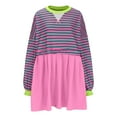 thumbnail image 3 of Generic Women Striped Fall Dresses Oversized Long Sleeve Pullover Top Patchwork Crewneck Sweatshirts Y2k Babydoll Dress, 3 of 5