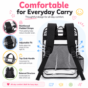 DAKIMOE Clear Backpack for School Stadium Bookbag Transparent Book Bag Large 17''