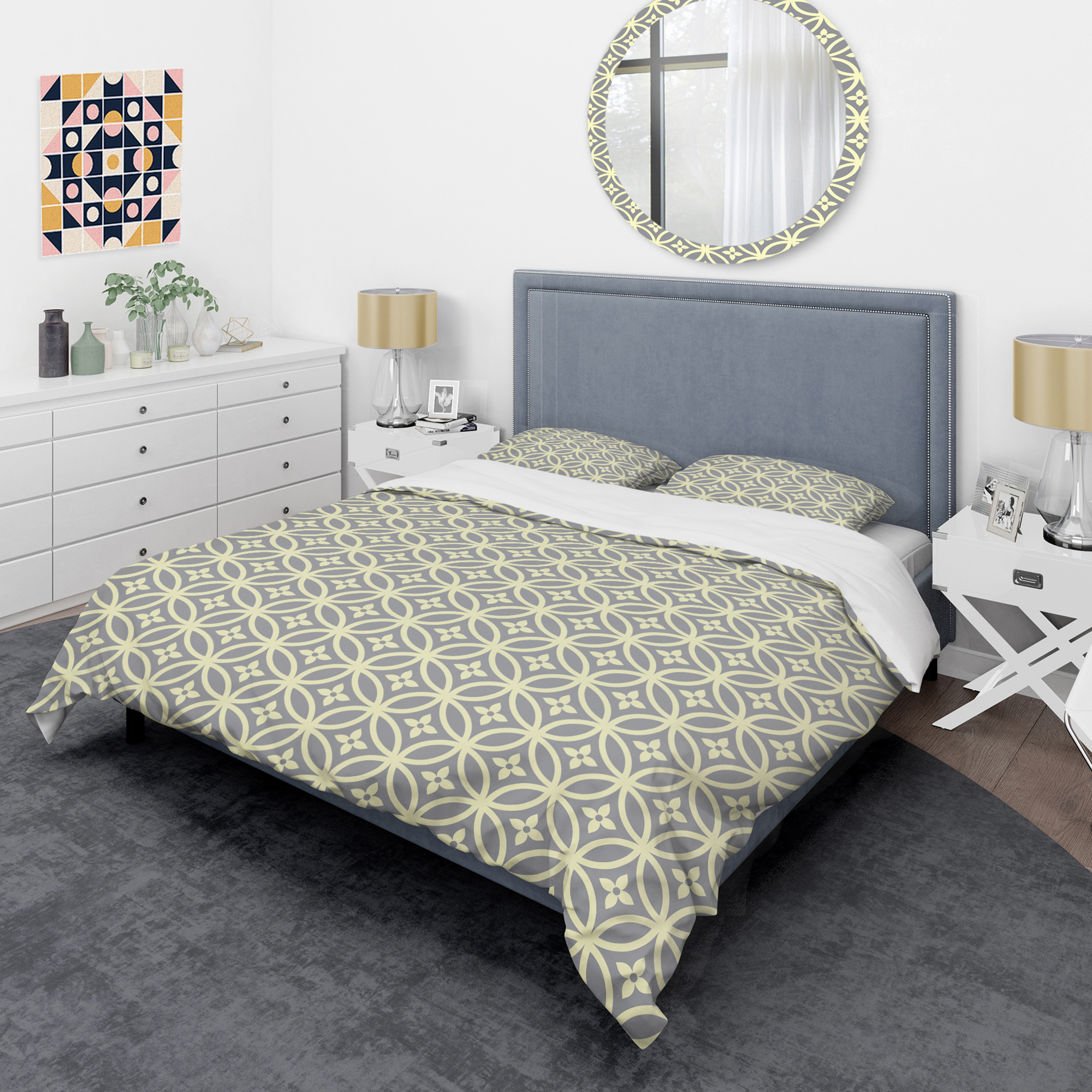 Designart 'Retro Ornamental Pattern II' Mid-Century Modern Duvet Cover Set