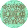 thumbnail image 1 of Ahgly Company Indoor Round Abstract Turquoise Blue Modern Area Rugs, 4' Round, 1 of 4