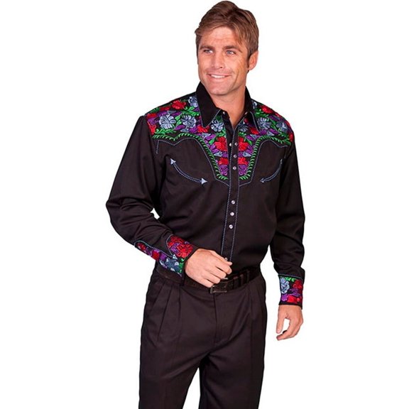 Scully Western Shirt Mens L/S Snap Embroidered 3XLT Blue P-634CX