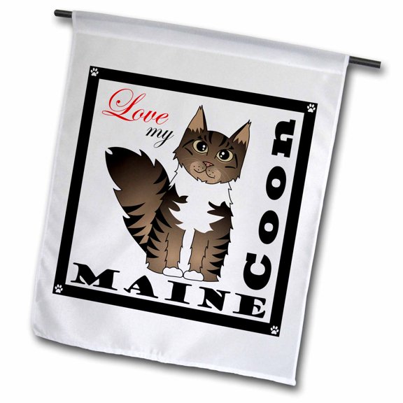 3dRose, Love My Maine Coon Cat - Brown Tabby with White, 12 x 18 inch Garden Flag