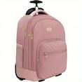 thumbnail image 2 of Women's Waterproof Polyester 17.3" Rolling Laptop Backpack, Pink, 2 of 15