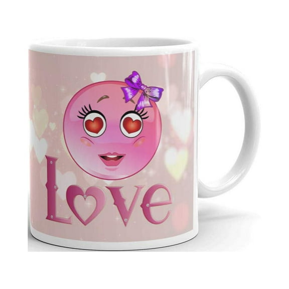 In Love Emoticon Coffee Tea Ceramic Mug Office Work Cup Gift11 Oz