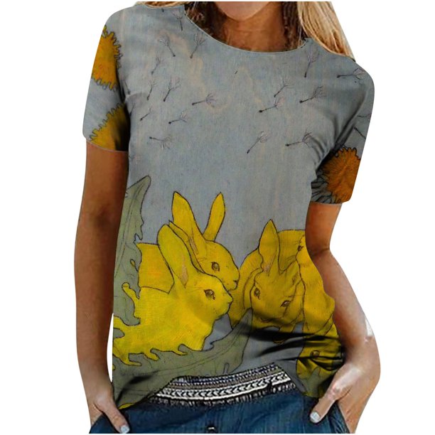 Tops de moda para mujer, divertidas camisetas informales holgadas con estampado, blusa, camisa estampada Fridja bn1984