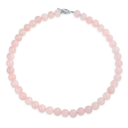 Bling Jewelry Womens Plain Western Pink Rose Quartz Bead Strand Necklace Silver Bling Jewelry Womens Plain Western Pink Rose Quartz Bead Strand Necklace Silver