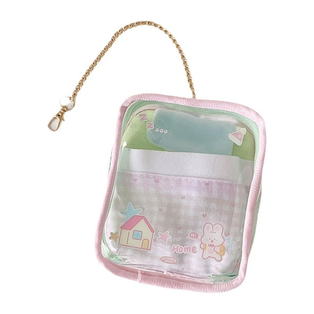 Rongfmy Doll Display Bag Small Figure Display Bag for Small Figure Collectibles Keys Pink