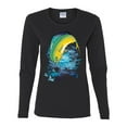 thumbnail image 2 of Mahi-Mahi Fish Catching Small Fish Animal Lover Womens Graphic Long Sleeve T-Shirt, Black, Small, 2 of 3