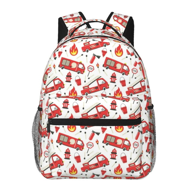 Balery Fire Truck Mochila Escolar Impresa, Mochila Ligera para Viajes Casual, Mochila Duradera y Cómoda Multifuncional, Mochila para Laptop-One Size