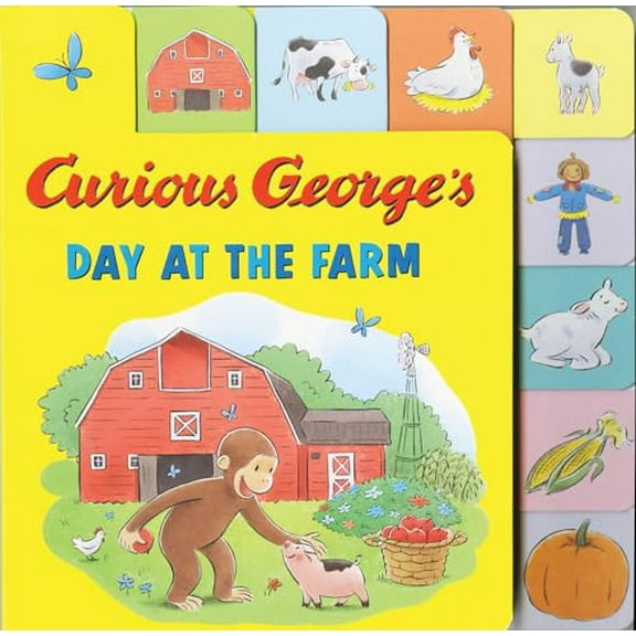 Pre-Owned Curious George's Day at the Farm Tabbed Lift-The-Flaps (Hardcover) by H A Rey