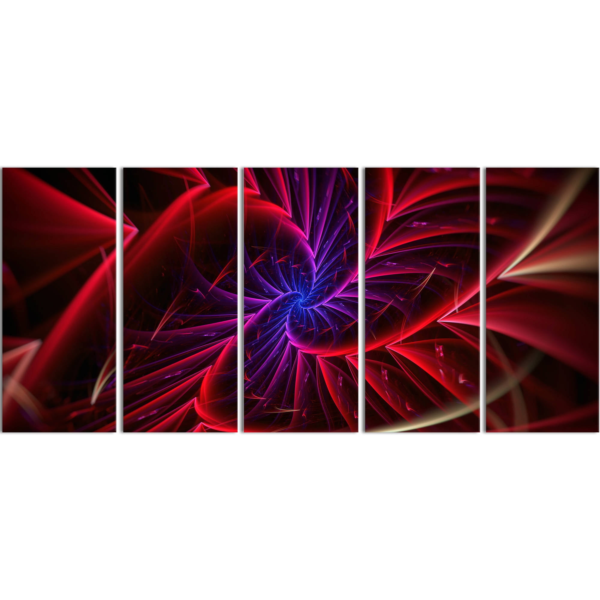 Design Art Purple and Red Entanglement Abstract Canvas, 5 Equal Panels, 60" x 28"