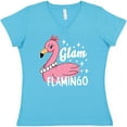 thumbnail image 3 of Inktastic Glam Pink Flamingo with Pearls Women's V-Neck T-Shirt, 3 of 5
