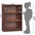 thumbnail image 3 of Buildhom 2pc 43" Tall Farmhouse Bookshelf, 3-Tier Solid Wood Bookcase with Adjustable Shelves for Living Room & Office, Walnut, 3 of 7
