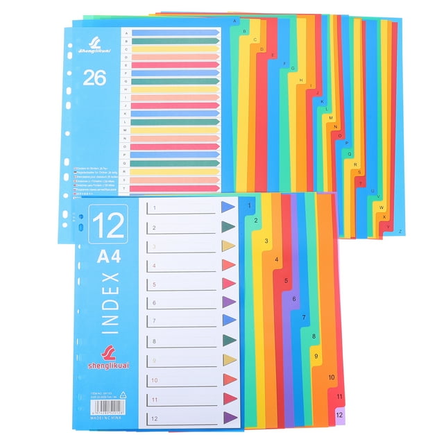 FRCOLOR Notebook Indexes Pages 38Pcs Colored Folder Separator Loose-leaf Indexes Divider Tabs Plastic Divider,11.81"X8.86"X0.04"