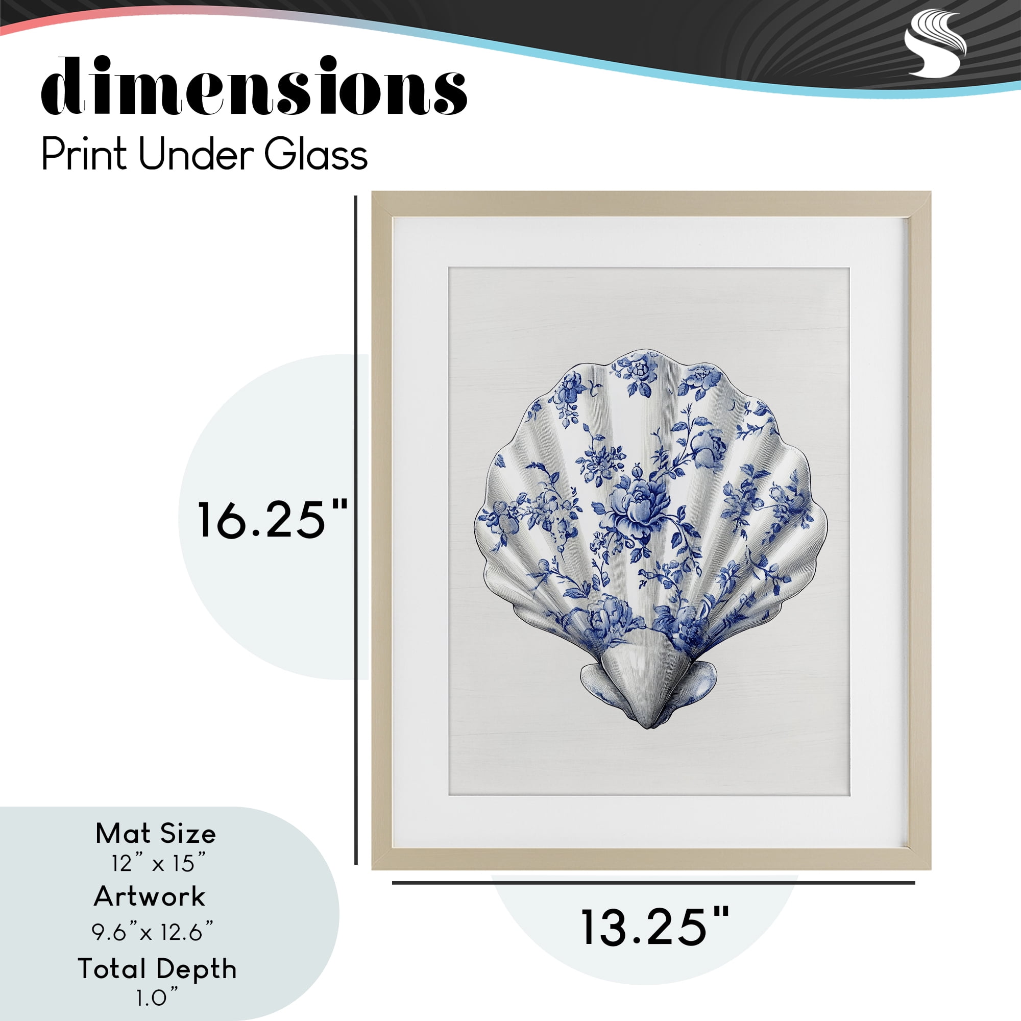 Funky Toile Seashell Birch Framed Print Under Glass, design by Lettered and Lined