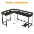 thumbnail image 3 of IVV L Shaped Corner Computer Desk 67" with Led Lights and Power Outlets, Modern Home Office Desk with Upper Shelf & CPU Stand, L Shaped Gaming Desk, Black, 3 of 9