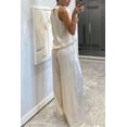 thumbnail image 5 of Women's Elegant Satin Outfits Cowl Neck Sleeveless Tank Tops with High Waist Wide Leg Pants for Cocktail Party Wedding and Formal Evening Beige S, 5 of 7