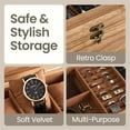 thumbnail image 4 of LEDREM 2-Tier Wood Watch Box with Large Glass Lid, 8-Slot & Drawer Storage, Removable Pillows, Velvet Lined, Rustic Walnut, 4 of 10
