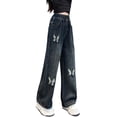 thumbnail image 3 of KVPLBQFD Girls Trendy Jeans High Waisted Wide Leg Pants for Kids Comfortable Breathable Trousers Cute Summer Casual Clothes, 3 of 9
