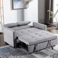 thumbnail image 3 of Sleeper Sofa Bed, Modern Linen Fabric 3-in-1 Convertible Loveseat Sofa with Pull-Out Couch Bed, 4 Side Pockets, 2 Pillows, and Adjustable Backrest, Living Room Furniture, Light Grey, 3 of 6