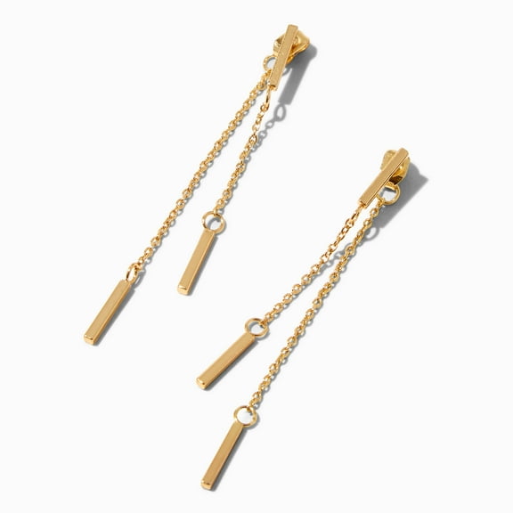 Claire's Gold Plated Threader Double Bar Drop Earrings