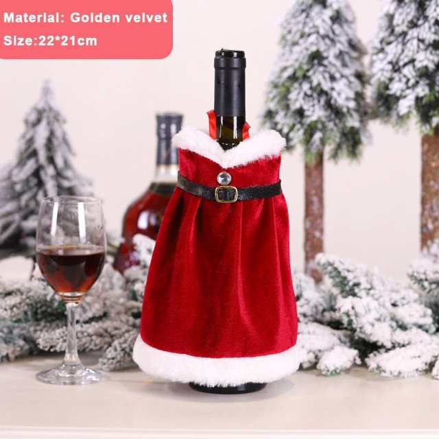 Christmas Wine Bottle Cover Set Santa Snowman Woven Wine Bottle Bags For Christmas Party Dinner Table Decorations New Year Gifts