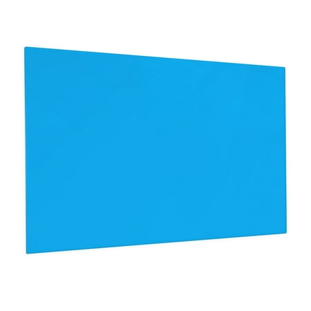 Floating Blue Magnetic Glass Board 48" X 60" Inches Eased Corners