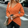 thumbnail image 2 of YUGYXL Temperament Crossover Wrap Front Cable Knit Sweaters for Women Fall Winter Long Sleeve Slim Cozy Sweater Lounge Solid Color V Neck Tunic Fit Clothes, 2 of 7