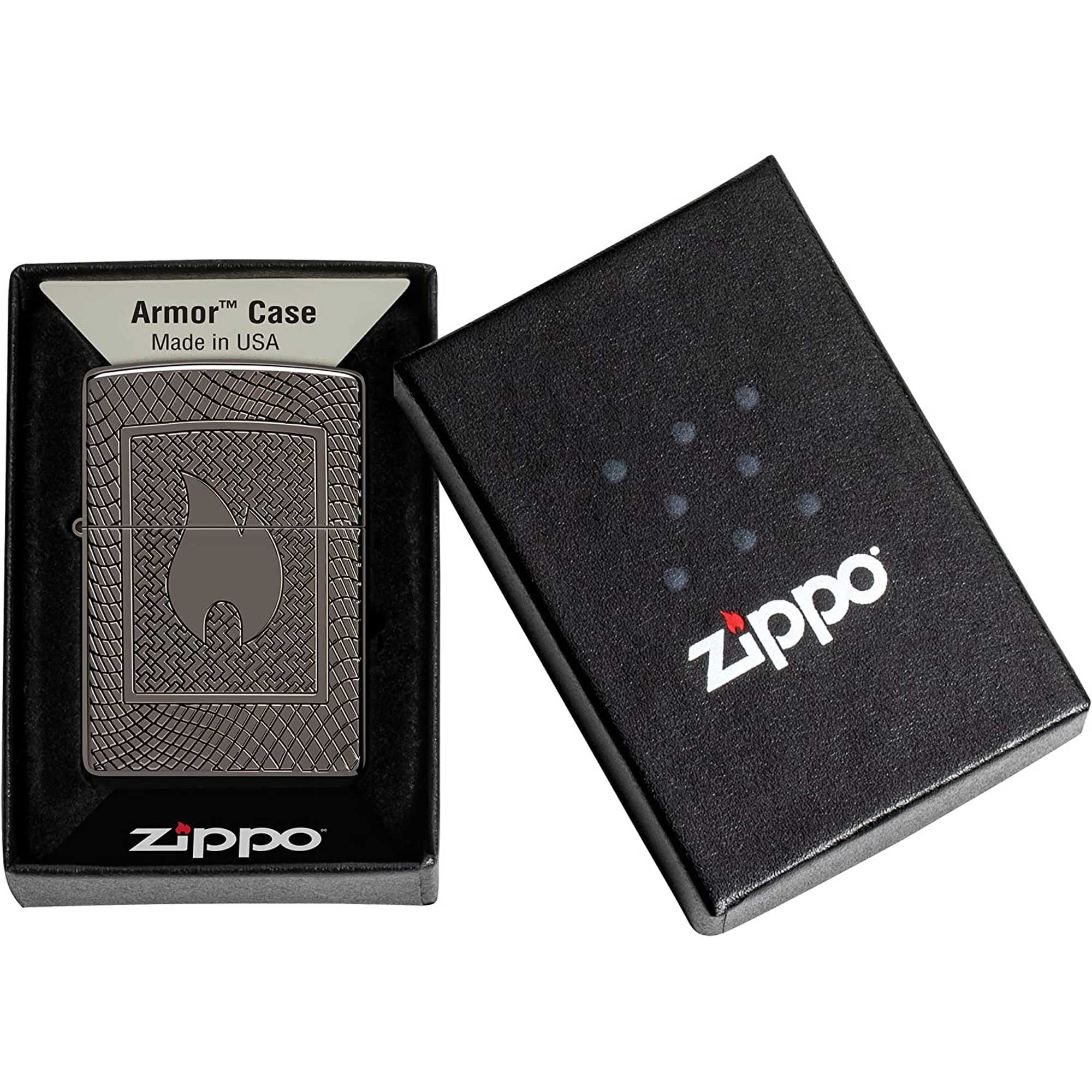 Zippo 48569 Flame Pattern Design Armor Black Ice Windproof