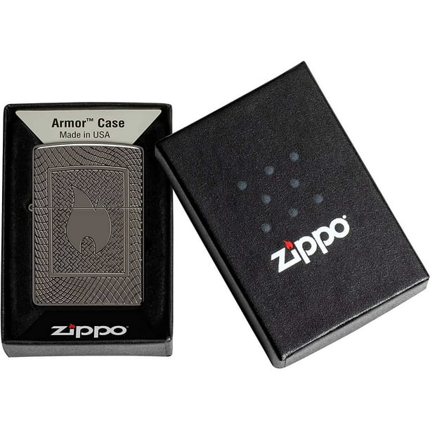 Zippo 48569 Flame Pattern Design Armor Black Ice Windproof Lighter