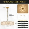 thumbnail image 3 of Modern Clear Flower Glass Chandelier 20" Elegant 6 Lights Gold Chandelier Light Fixture Luxury for Living Dining Room Kitchen Entryway Bedroom Foyer, E12, 3 of 7