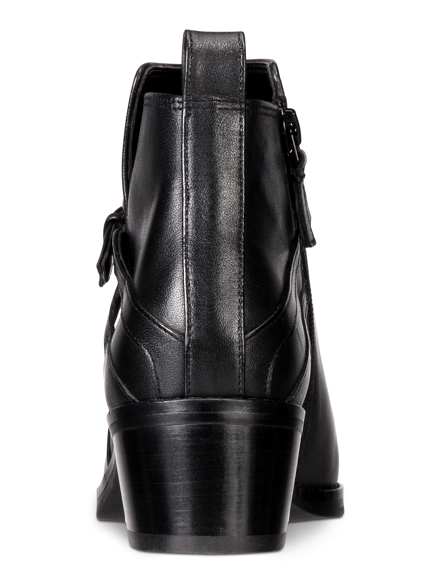 HAAN Womens Black Adjustable Strap Etta Round Toe Block Heel Zip-Up Leather 8 B - Walmart.com
