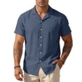 thumbnail image 3 of Tawop Mens T Shirts Cotton Casual Round Neck Solid Color Pullover Fitness Sports Short Sleeve T Shirt Blue, 3 of 9