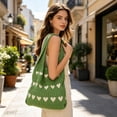 thumbnail image 3 of BZPIZ Knitted Heart-Patterned Tote Bag for Women, Large Beach Bag Shoulder Bag for Work School Beach Travel and Shopping Grocery, Gift for Women Men, 3 of 6