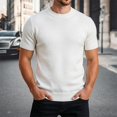 thumbnail image 2 of CONZONE Mens Base T-Shirts Short Sleeve Knit T Shirts for Men Casual Crew Neck Solid Color Lightweight Tees Soft Cozy Athletic Tops, 2 of 9