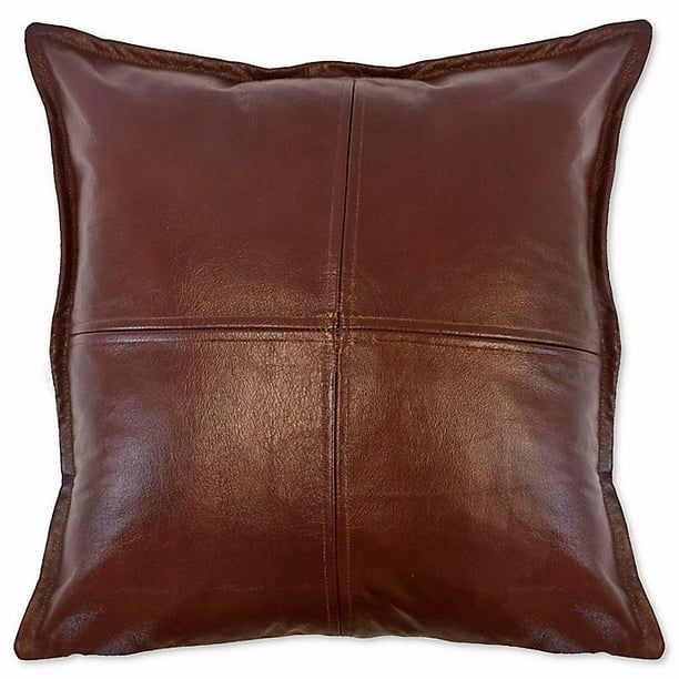 Austin Horn Classics Dakota Faux Leather Square Throw Pillow in Brown
