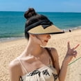 thumbnail image 4 of CoCopeaunts Sun Visor Hats for Women Summer Straw Visors Wide Brim Beach Visors UV Protection Visor for Outdoor, 4 of 6