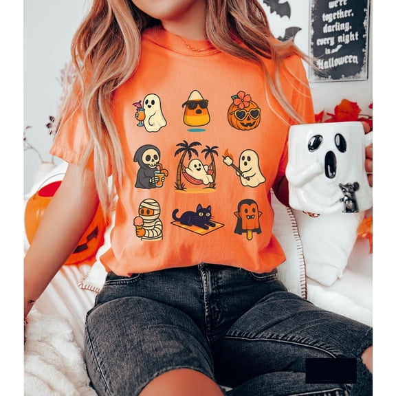 Summerween Ghost Pumpkin Shirt, Halloween Ghost Shirts, Spooky Summer, Halloween Crewneck,Halloween Tshirt, Spooky Season