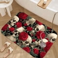 thumbnail image 3 of 1pc Skulls and Roses Absorbent Non-Slip Bathroom Thickened Flannel Rug Decor,Soft,Quick Drying,Suitable For Indoor/outdoor Use,Bathrooms,Bedrooms,Kitchens,Terrace,Laundry Rooms,16"x24", 3 of 9