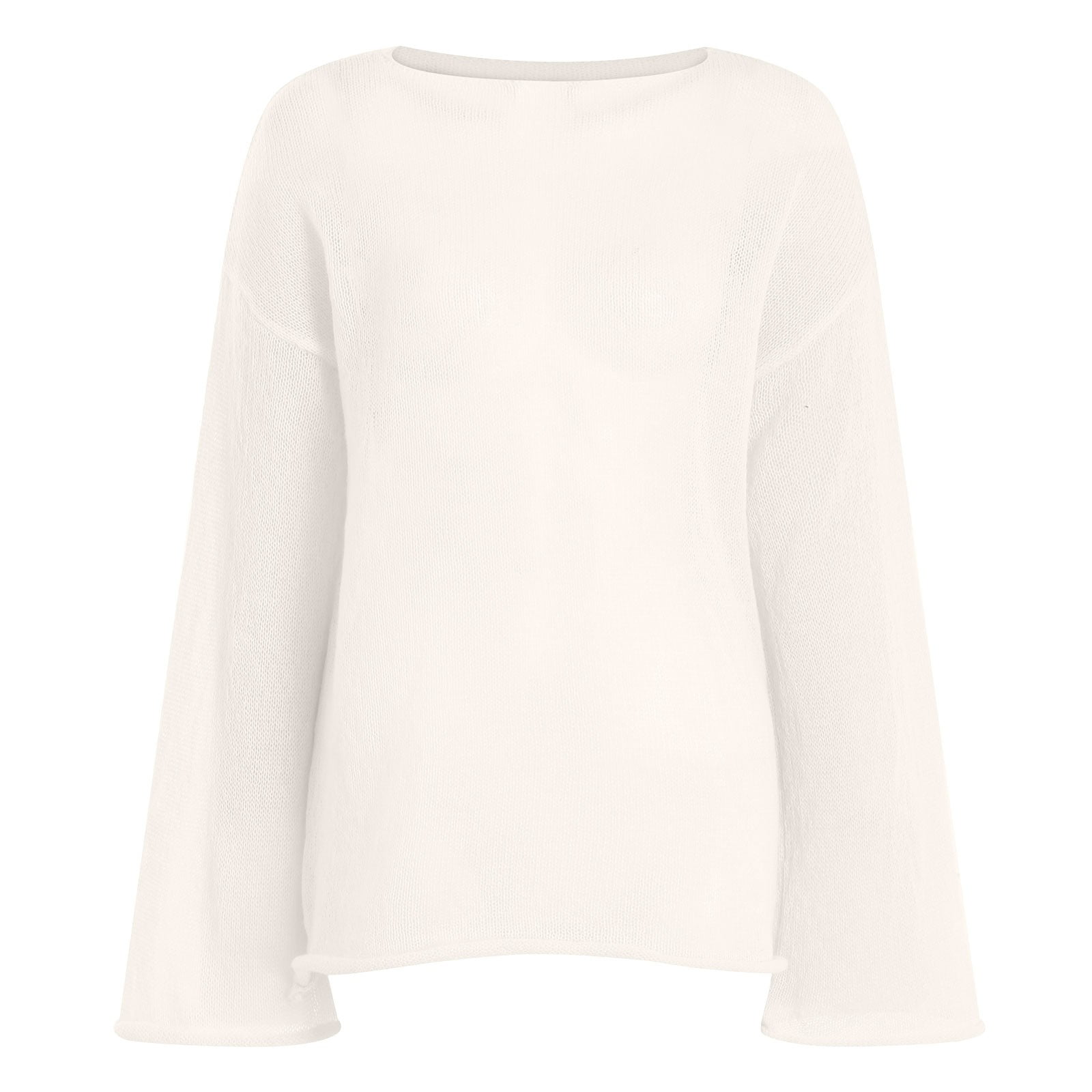 Women Sheer Mesh Knit Sweater Tops Oversized Long Sleeve O