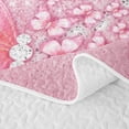 thumbnail image 5 of meiyoeat Pink Glitter Butterfly Monogrammed P Quilt King for Girls, Sparkle Floral Initial Letter King Coverlet Set, 3pcs 1 Bedspread and 2 Pillowcases, 5 of 7