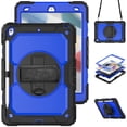 thumbnail image 1 of XYX For iPad 9th/8th/7th Generation 10.2 inch Case, 360 Rotating Shockproof Cover with Stand, Screen Protector, Shoulder Strap, Dark Blue PC, 1 of 7