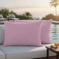 thumbnail image 5 of Outdoor Waterproof Pillow Covers Pink Retro Linen Decorative Throw Pillow Protectors,Pillowcase Cushion Cases for Patio Sofa Garden Couch,20x12in,Pack of 2, 5 of 14