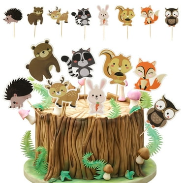 Mehofoto Woodland Baby Shower Backdrop Woodland Animals Edible Cake ...