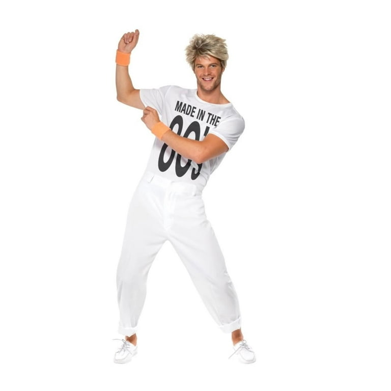 Made In 80s Costume Adult White Black Made In 80s Costume Adult White Black
